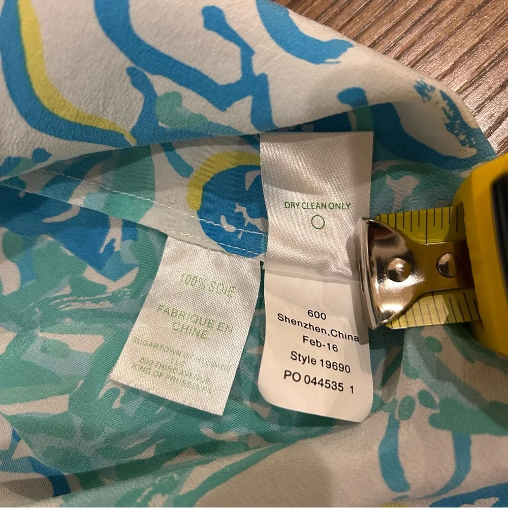 Lilly Pulitzer Dahlia Silk Tank Top Blue/White/Yellow Medium - Picture 7 of 11